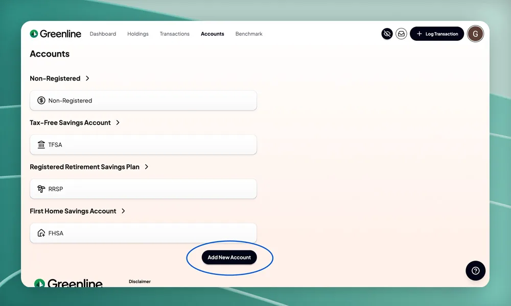 Crypto account tracking in Greenline