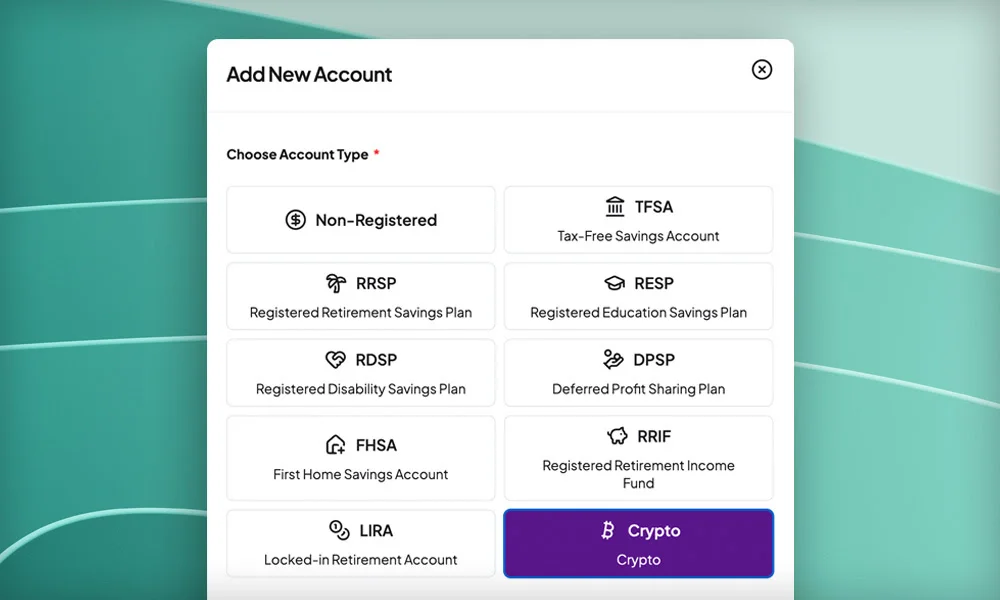 Adding a Crypto account in Greenline