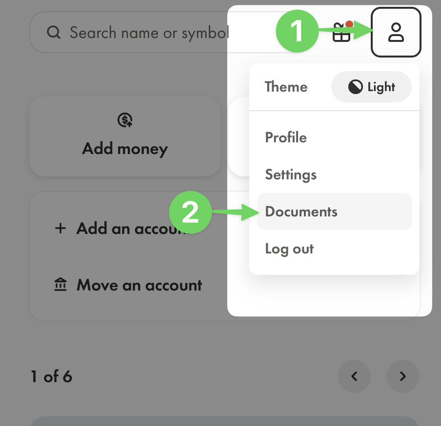 Documents Page button
